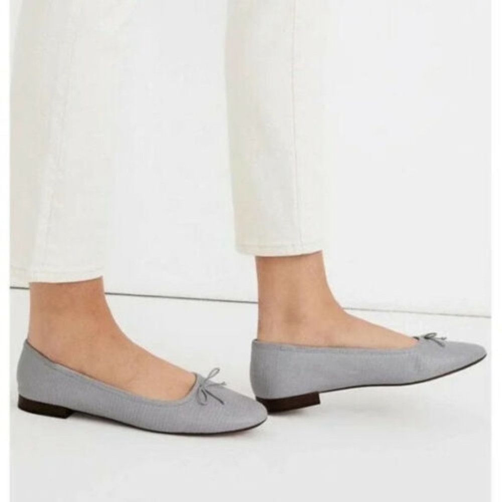 Madewell Womens Adelle Gray Leather Round Toe Slip On Ballet Flats Size 6